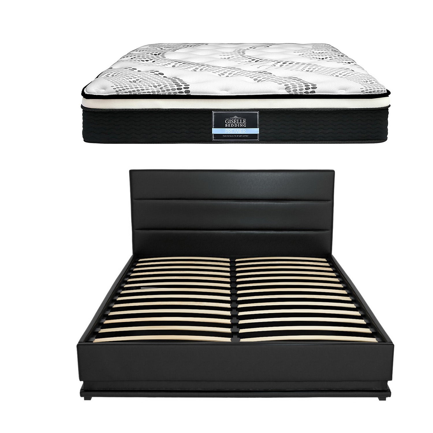 Bed with mattress RGB LED Queen Bed Frame with 32cm Giselle Mattress Set