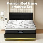 Bed with mattress RGB LED Queen Bed Frame with 32cm Giselle Mattress Set
