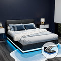 Bed Frame Double Size LED Gas Lift Black
