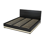 Bed Frame King Size LED Gas Lift Black LUMI
