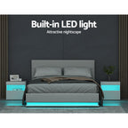 White LED Bed Frame Queen Size LED Gas Lift White