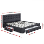 Bed Frame Queen Size with 4 Drawers Charcoal AVIO