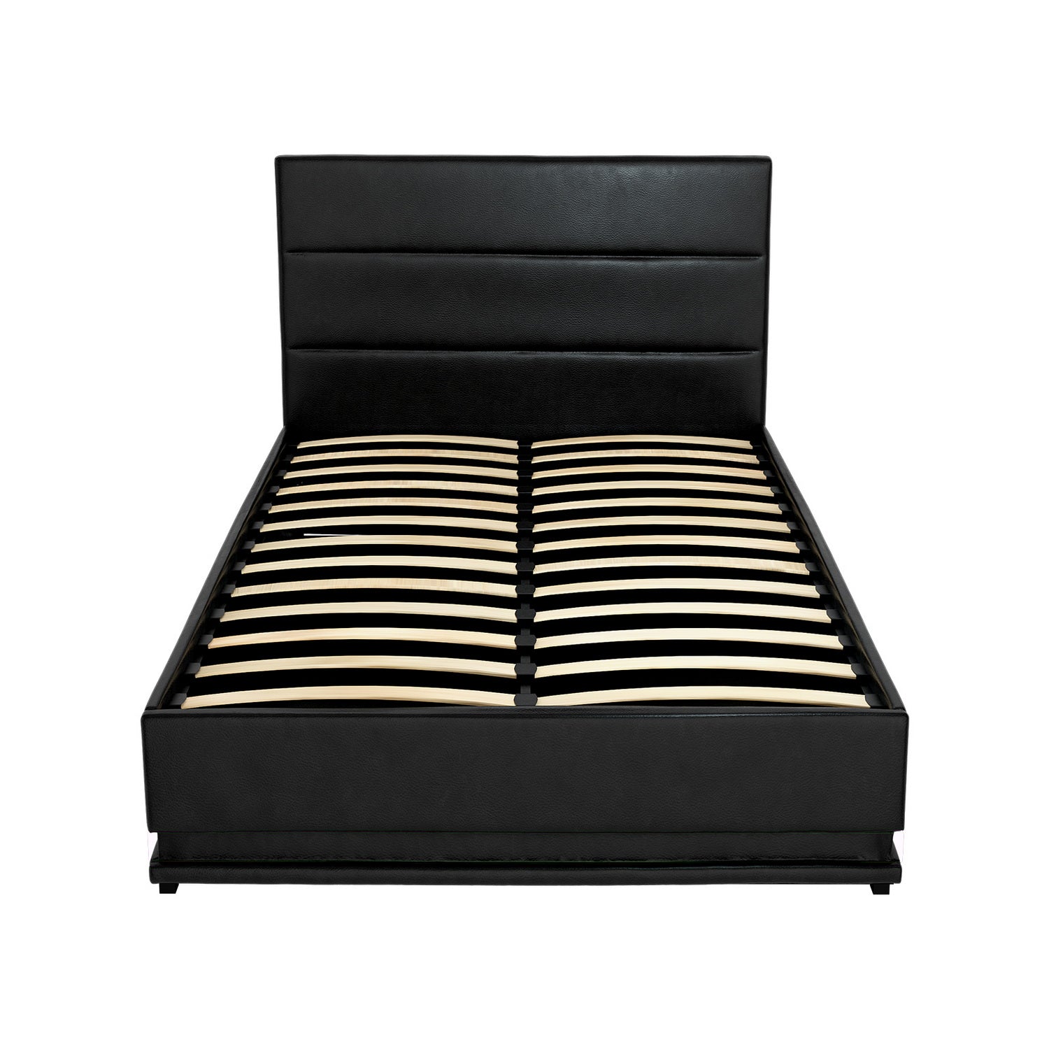 Bed Frame King Single Size LED Gas Lift Black LUMI