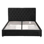Queen Bed Frame Storage Charging Station Upholstered 3 Drawers USB Type-C