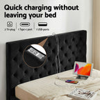 Queen Bed Frame Storage Charging Station Upholstered 3 Drawers USB Type-C
