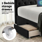 Queen Bed Frame Storage Charging Station Upholstered 3 Drawers USB Type-C