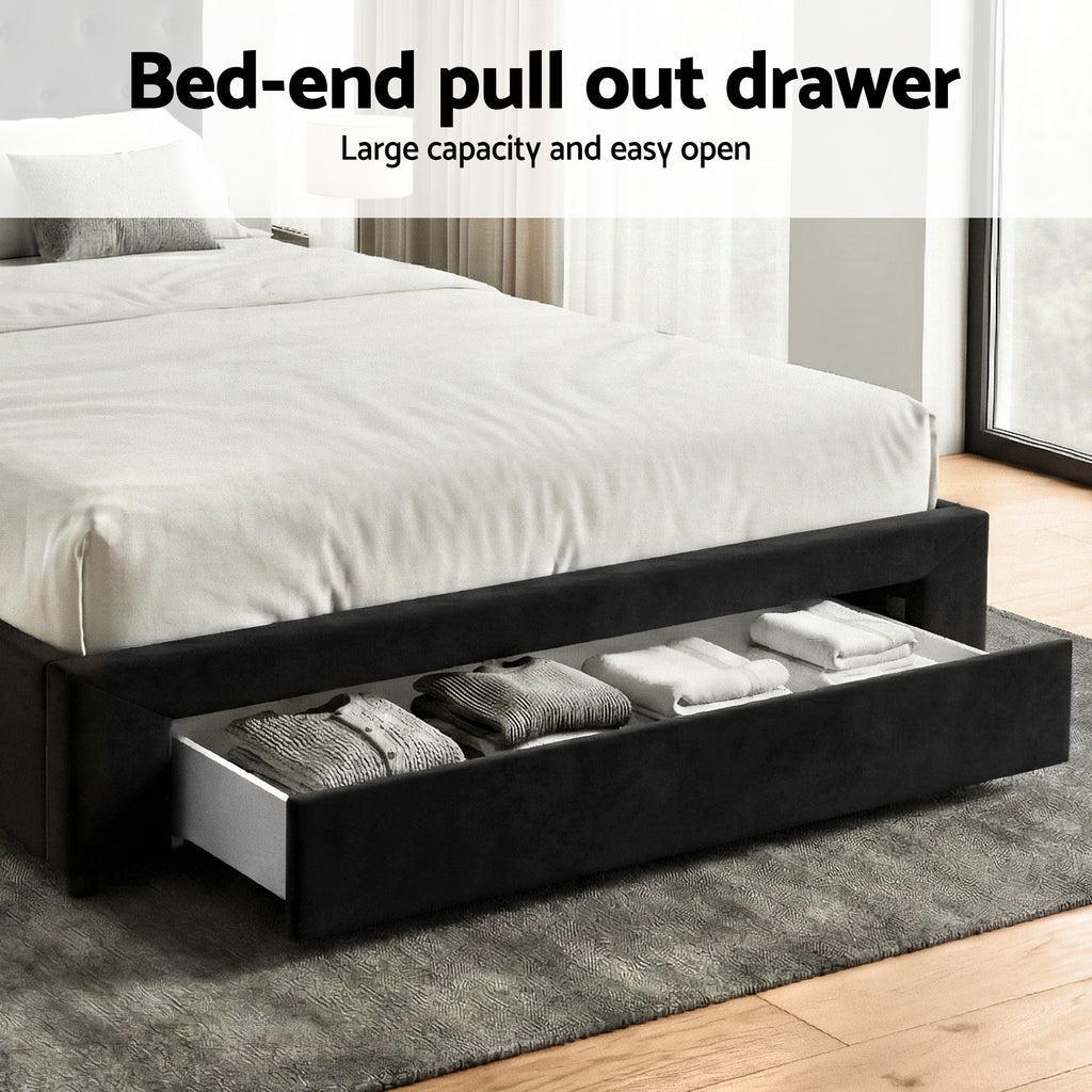 Queen Bed Frame Storage Charging Station Upholstered 3 Drawers USB Type-C