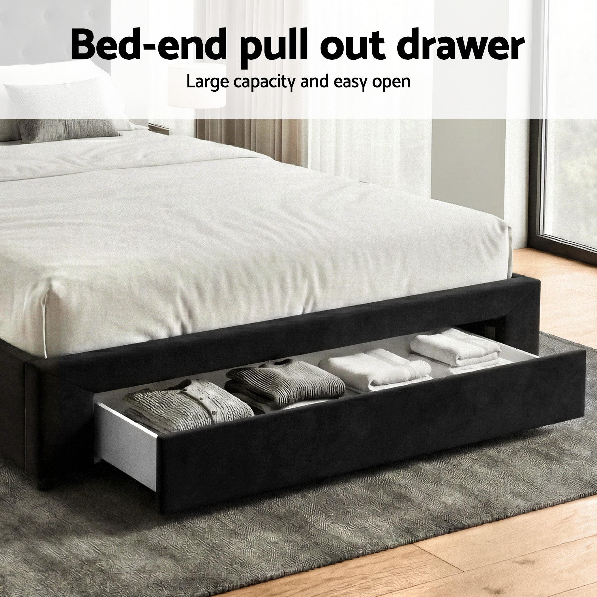 Queen Bed Frame Storage Charging Station Upholstered 3 Drawers USB Type-C
