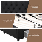 Queen Bed Frame Storage Charging Station Upholstered 3 Drawers USB Type-C