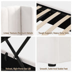 Queen Bed Frame with Gaslift Storage USB Type-C Charging Ports Velvet Upholstery White