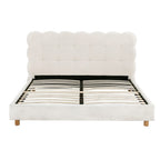 Double Bed Frame Cloud Headboard Boucle Fabric Mattress Platform Base White