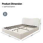 Double Bed Frame with Gaslift Storage Wooden Platform Mattress Base Boucle Upholstered White