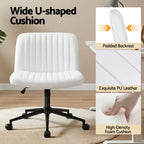 Office Desk & Chair Set 150cm Computer Desk with 6 Storage Shelves & Ergonomic Cross Legged Chair Armless Cross PU Leather Office Chair with Wheels
