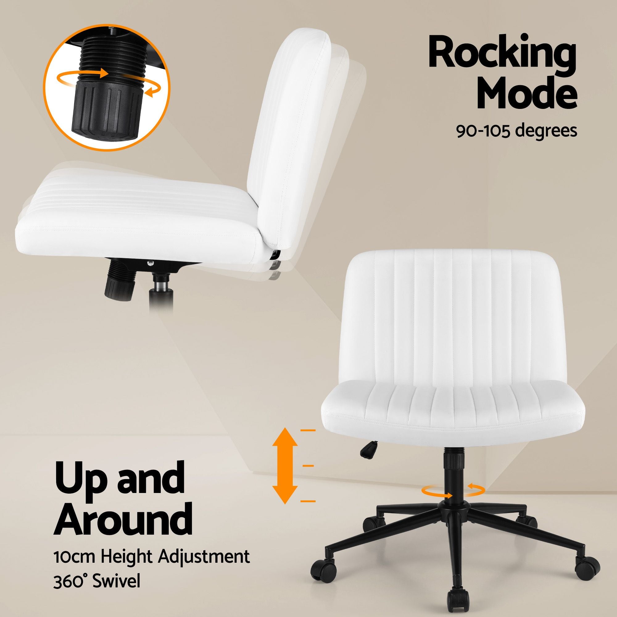 Office Desk & Chair Set 150cm Computer Desk with 6 Storage Shelves & Ergonomic Cross Legged Chair Armless Cross PU Leather Office Chair with Wheels