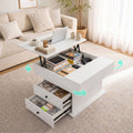 Lift Top Coffee Table Centre Table with Rotating Top Hidden Storage White