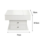 Lift Top Coffee Table Centre Table with Rotating Top Hidden Storage White
