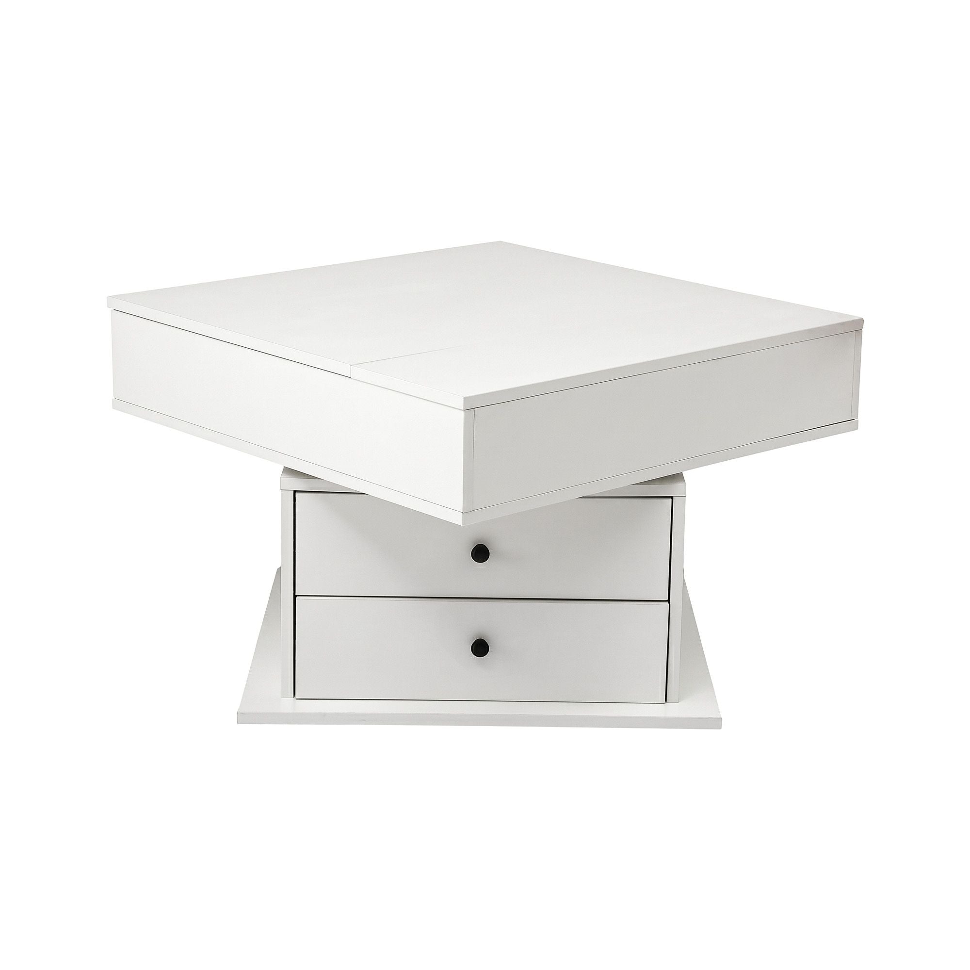 Lift Top Coffee Table Centre Table with Rotating Top Hidden Storage White