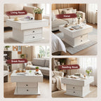 Lift Top Coffee Table Centre Table with Rotating Top Hidden Storage White