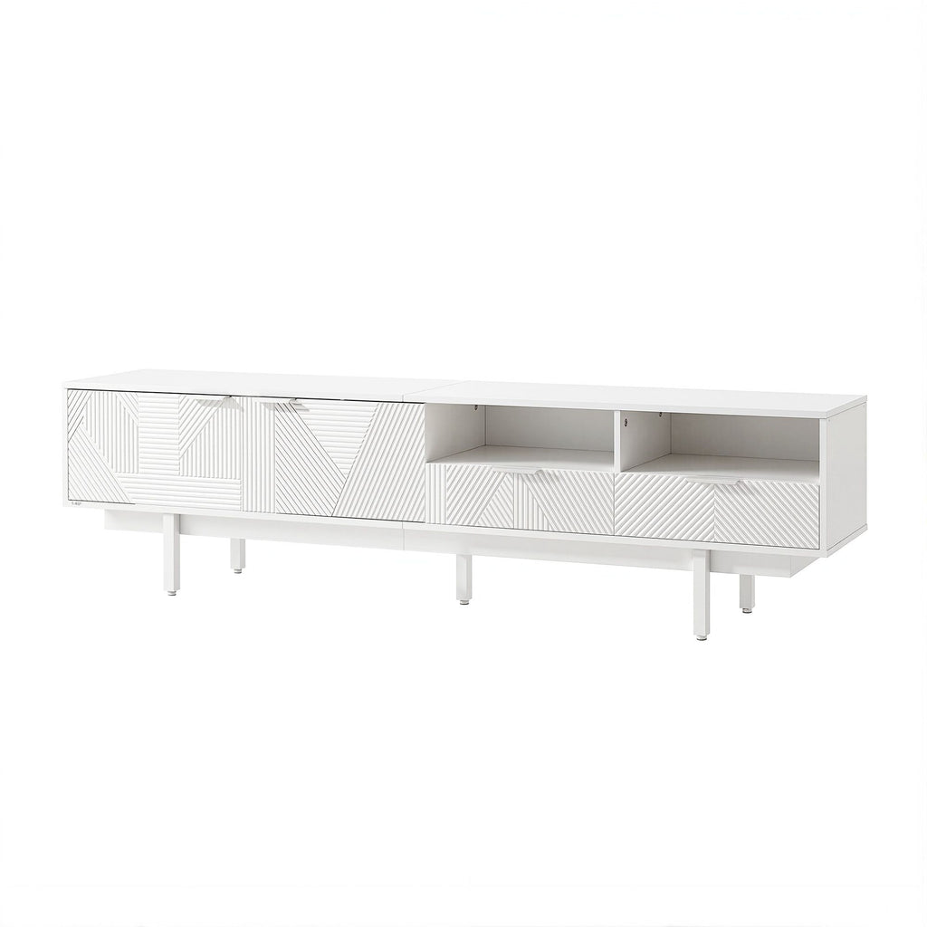 Modern  TV Unit Entertainment Unit Storage Cabinet Drawer 200cm White