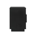 2x Bedside Table LED with 2 Shelves - HANA Black