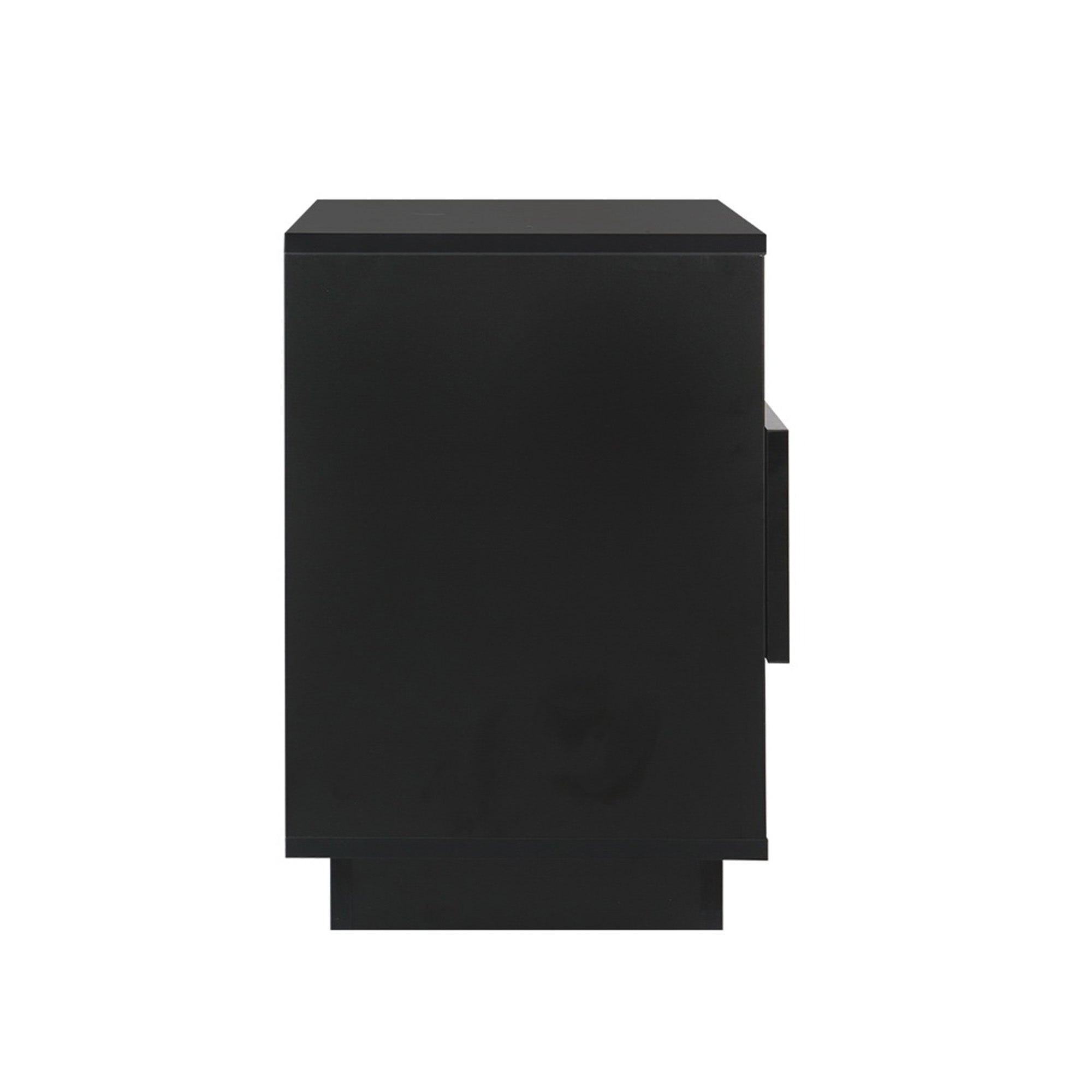 2x Bedside Table LED with 2 Shelves - HANA Black