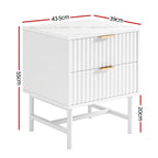 Bedside Table 2 Drawers - White