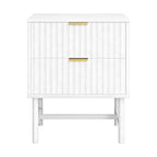 Bedside Table 2 Drawers - White