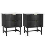 2x Bedside Table 2 Drawers - Black