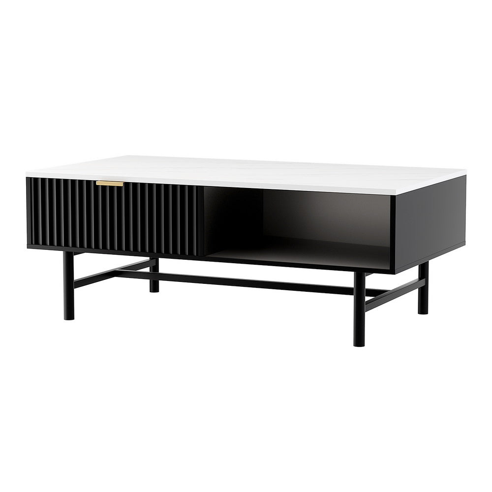 Modern Coffee Table Drawer Storage Drawer Black
