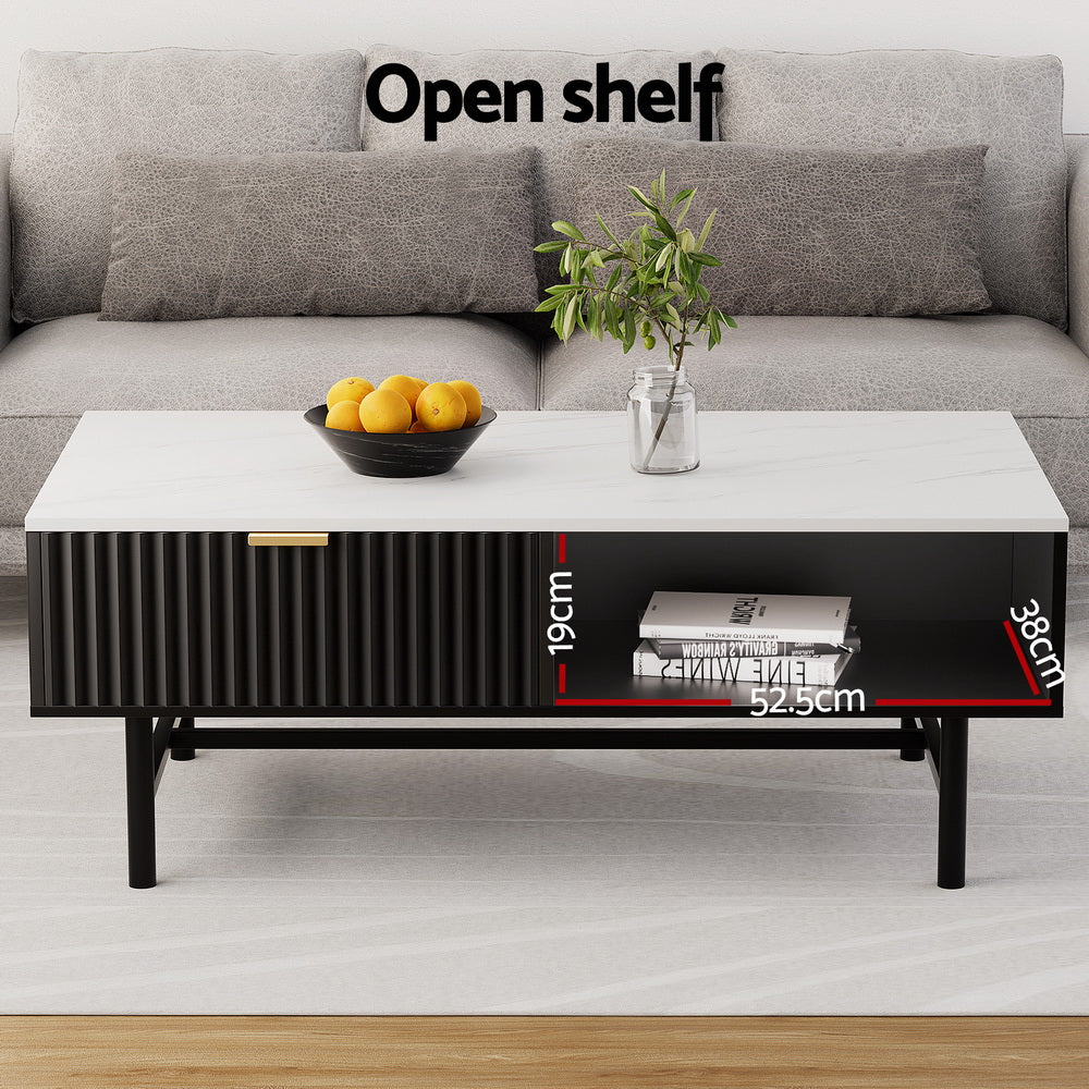 Modern Coffee Table Drawer Storage Drawer Black