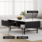 Modern Coffee Table Drawer Storage Drawer Black