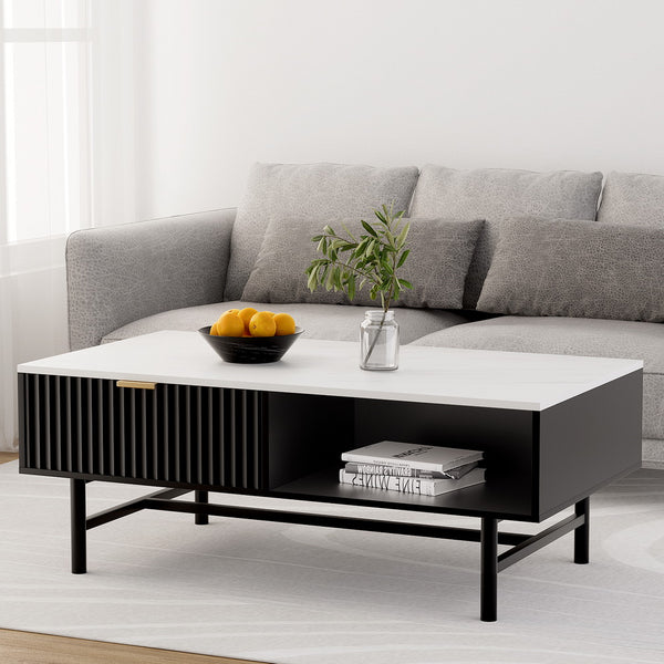 Modern Coffee Table Drawer Storage Drawer Black