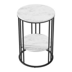 Coffee Table 2-Tier Round Marble Effect