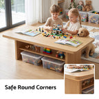 Modern Coffee Table Center Table with 2-Tier Open Storage Shelf Wood
