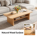Modern Coffee Table Center Table with 2-Tier Open Storage Shelf Wood
