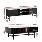 Artiss TV Unit & Coffee Table Set Storage Shelf Black
