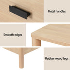 Bedside Table Nightstand 2 Drawers - Pine