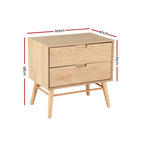 Bedside Table Drawers Side End Table Storage Cabinet Nightstand Oak GINO