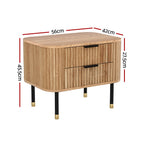 Bedside Table 2 Drawers Paulownia Wood Pine