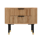 Bedside Table 2 Drawers Paulownia Wood Pine