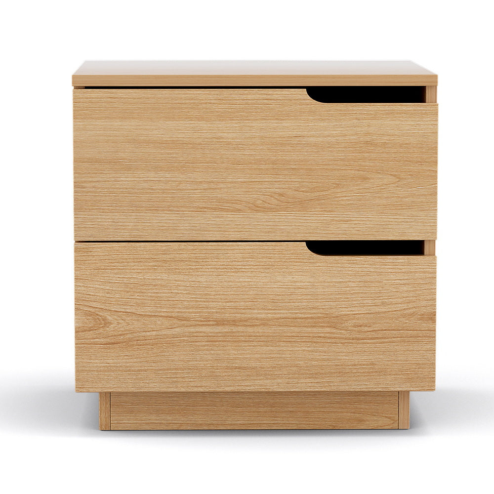 Bedside Table 2 Drawers Nightstand Pine