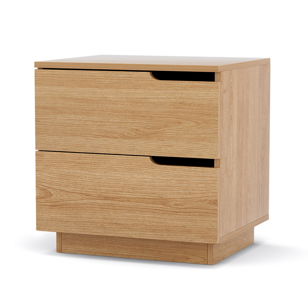 Bedside Table 2 Drawers Nightstand Pine