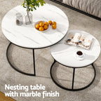 Nesting Coffee Table Set of 2 Marble Effect