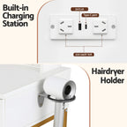 Artiss Dressing Table Vanity Desk Set Stool LED Charging Station White