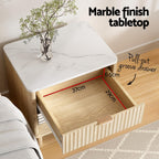 Bedside Table Nightstand 1 Drawer Shelves Pine