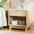 Modern Pine Bedside Table Nightstand 1 Drawer Shelves
