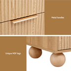 Rattan Bedside Table 2 Drawers Pine