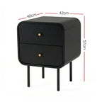 Bedside Table 2 Drawers Side End Table Nightstand Black