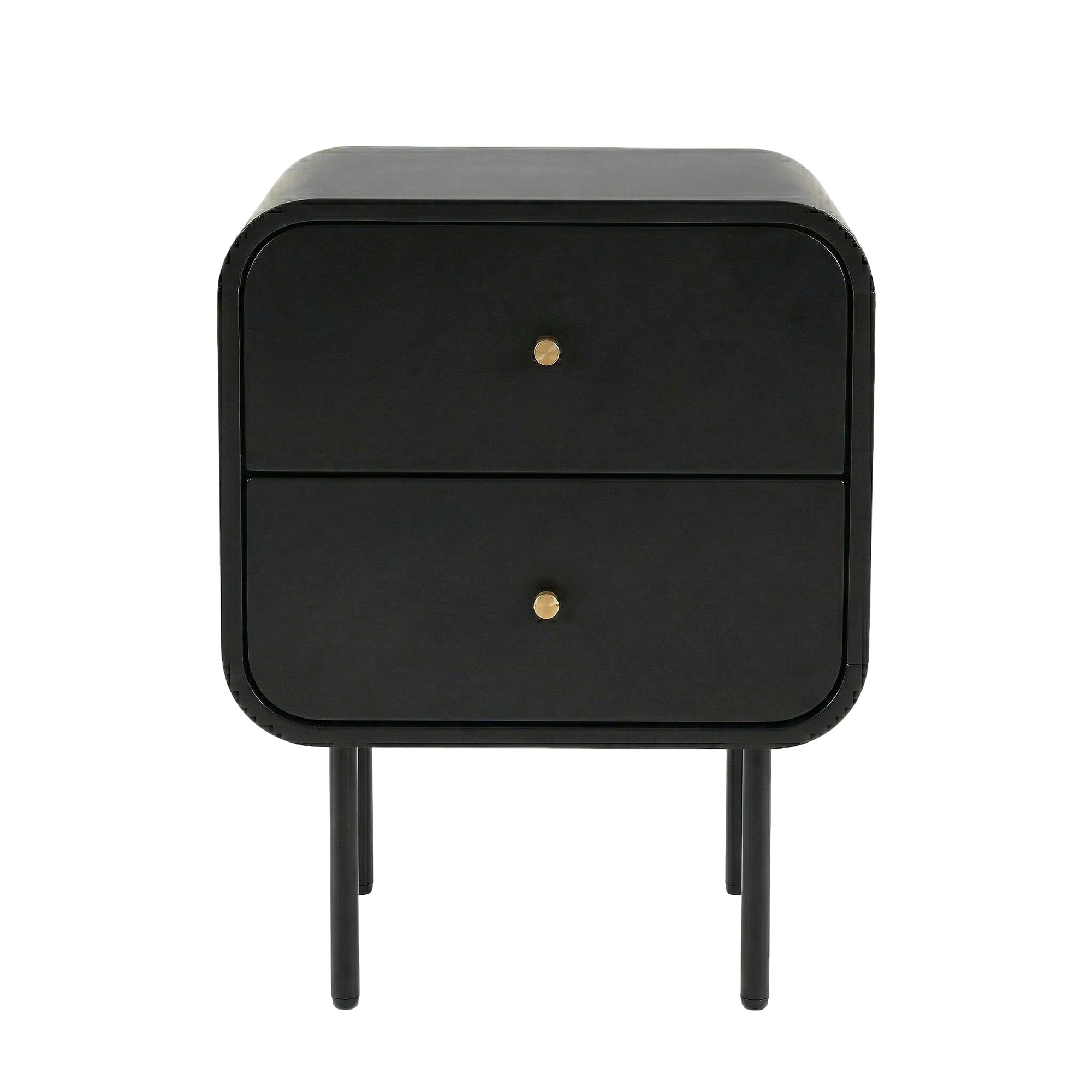Bedside Table 2 Drawers Side End Table Nightstand Black
