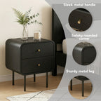 Bedside Table 2 Drawers Side End Table Nightstand Black